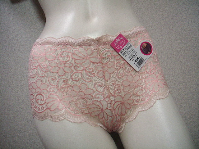 【総レースお洒落なヒップハングショーツ】◆ベージュピンク◆kk0165-3◆M◆拍卖