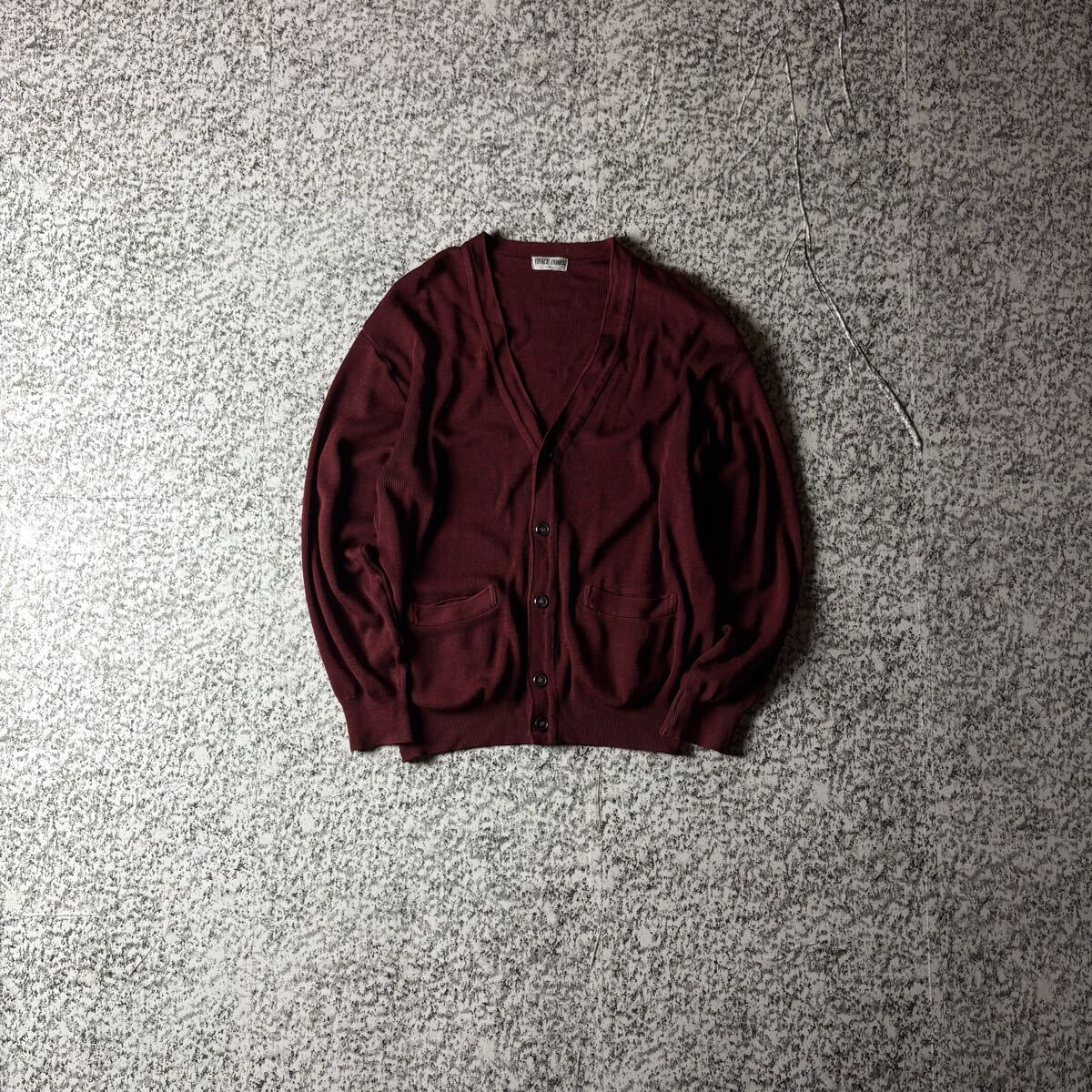 【グッドレギュラー】ウールブレンド バーガンディー ニットカーディガン 日本製 Lサイズ 古着 ボルドー えんじ色拍卖