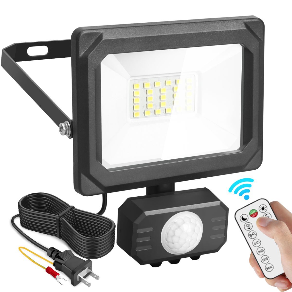 送料無料 1台 20W リモコン付き センサーライト 人感センサー IP65 防水 LED投光器 屋外 薄型 防犯ライト 昼光色 6500K LED 作業灯 aal-01拍卖