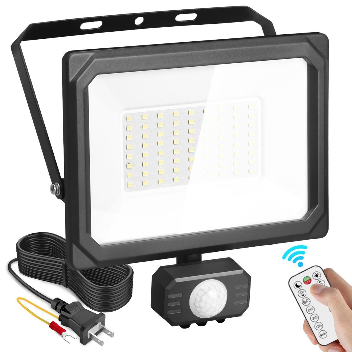 送料無料 4台 リモコン付き 50W センサーライト 人感センサー IP65 防水 LED投光器 屋外 薄型 防犯ライト 昼光色 6500K LED 作業灯 aal-03拍卖