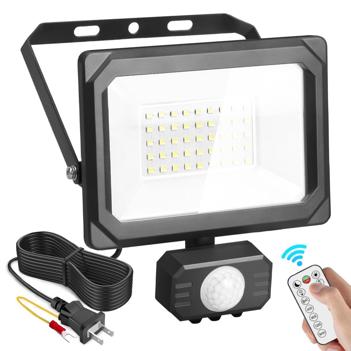 送料無料 1台 30W リモコン付き センサーライト 人感センサー IP65 防水 LED投光器 屋外 薄型 防犯ライト 昼光色 6500K LED 作業灯 aal-02拍卖