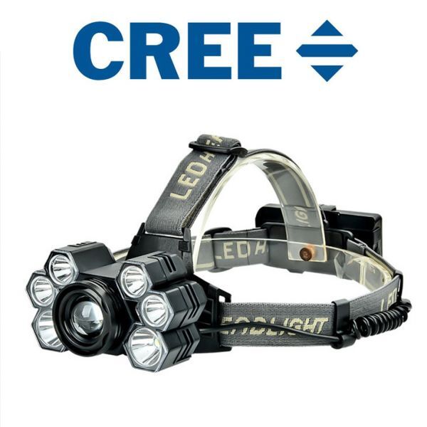 7灯 USB充電式 LEDヘッドライト CREE XPE T6 チップ 懐中電灯 12000LM 5段階点灯 SOSの効能 IPX5アウトドア レジャー キャンプ釣りH39拍卖
