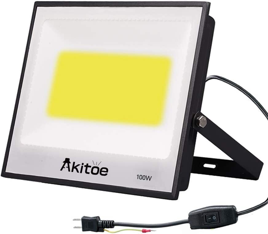 送料込 10台 LED 投光器 100W COBチップ 超薄型 スイッチ付き 12000LM 昼光色 6500K 高輝度 IP66 防水防塵 AC85-265V 広角160度 MKT-N100拍卖