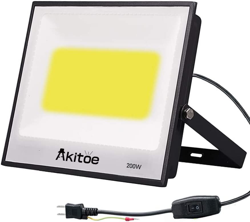 送料込 2台 LED 投光器 200W COBチップ 超薄型 スイッチ付き 24000LM 昼光色 6500K 高輝度 IP66 防水防塵 AC85-265V 広角160度 MKT-N200拍卖