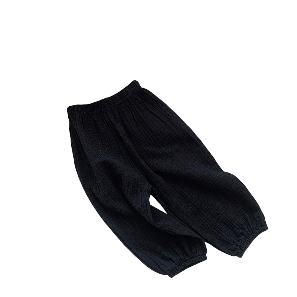 ☆ ブラック ☆ 140cm ☆ キッズ ロングパンツ 虫よけ 薄手 ガーゼ 無地 キッズ ロングパンツ 虫よけ ジョガーパンツ ルームウェア拍卖
