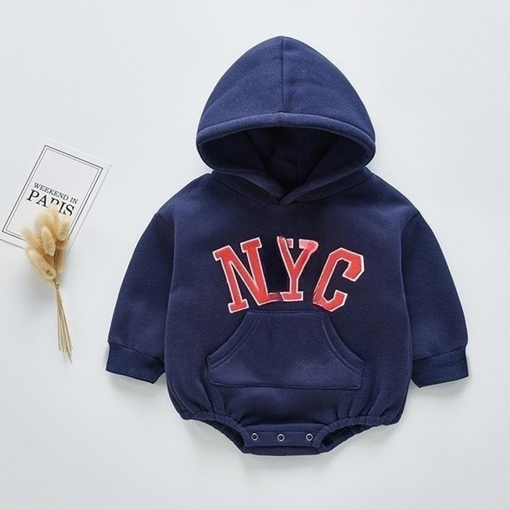 ☆ ネイビー ☆ 66cm ☆ キッズ ベビー服 ロンパース 薄手 フード付き ベビー ロンパース 薄手 長袖 カバーオール オールインワン拍卖