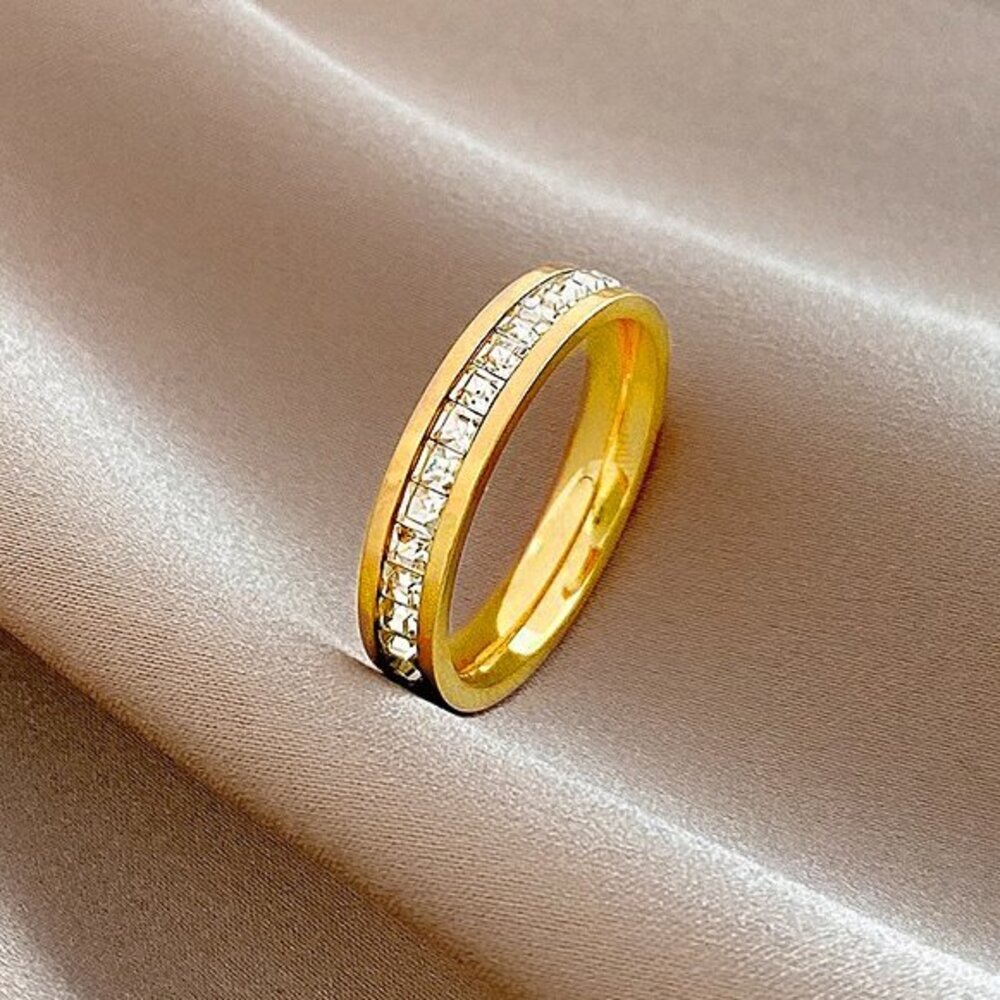 ☆ シングルリング×ゴールド ☆ 9号 ☆ 指輪 リング ykjz4001 指輪 レディース リング ジュエリー ステンレス エタニティリング拍卖