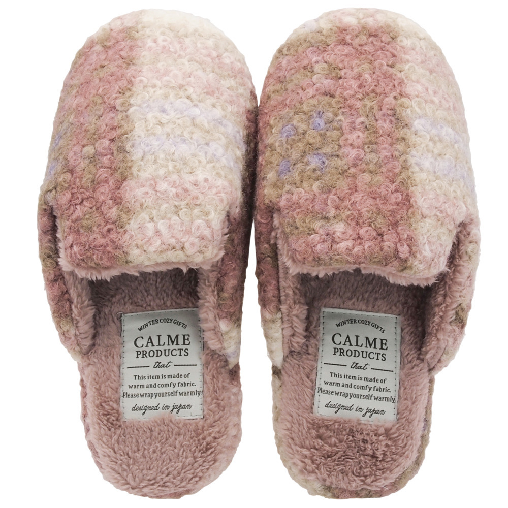 ☆ ピンク ☆ カルム プードルボアチェックスリッパ カルム スリッパ CALME ルームシューズ ルームスリッパ ルームサンダル 室内履き拍卖