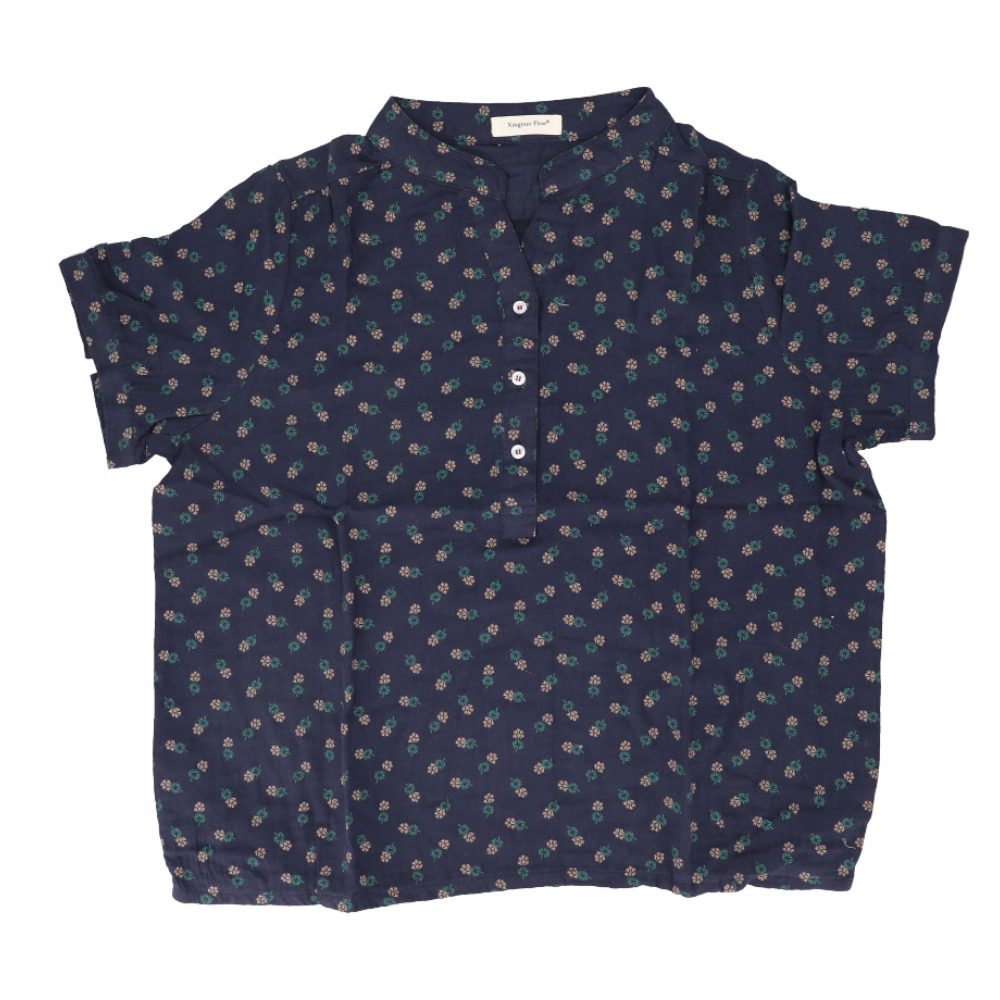 ☆ ネイビー ☆ ガーゼ シャツ レディース シャツ ブラウス レディース ガーゼ Tシャツ ガーゼシャツ 半袖 トップス ゆったり拍卖