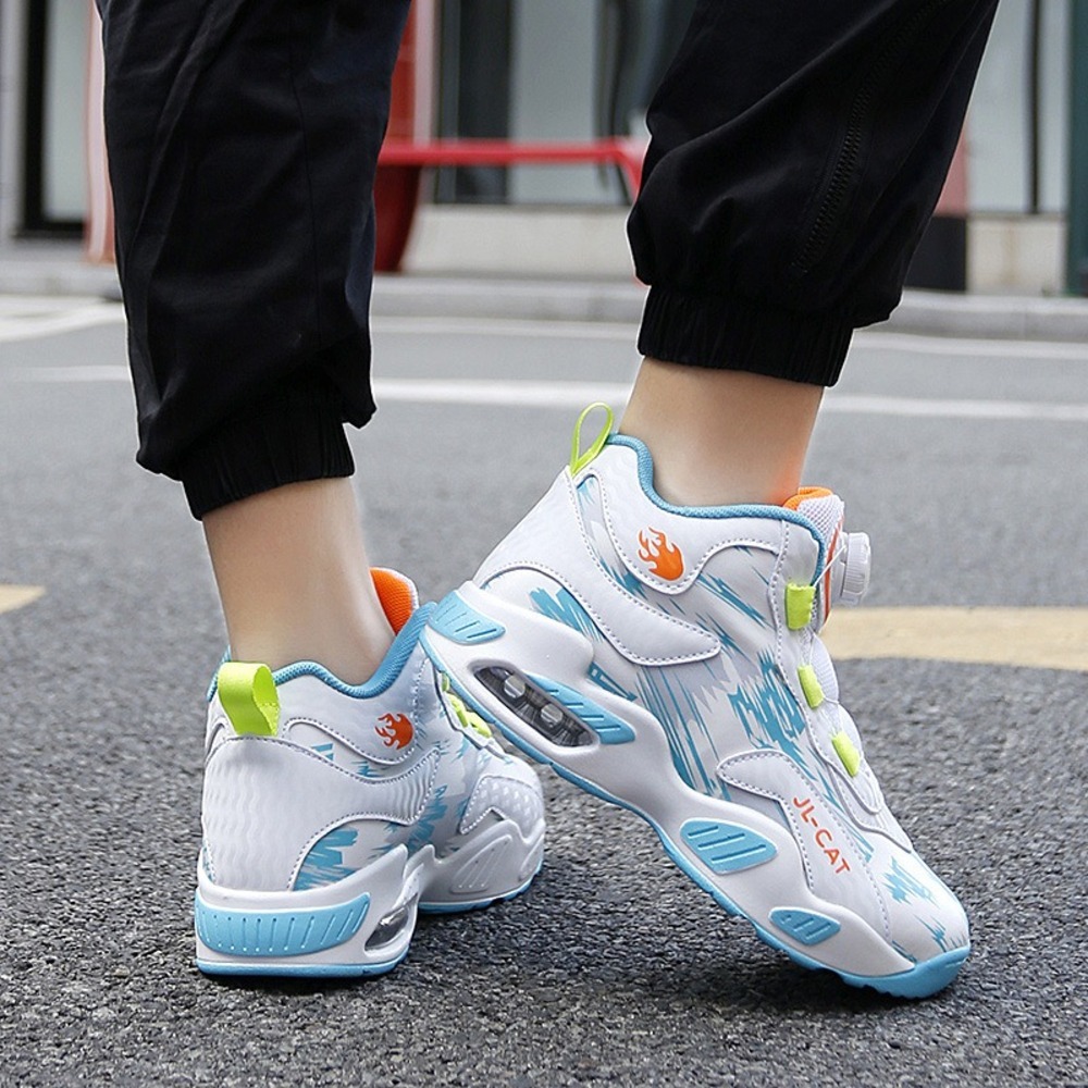 ☆ ブルー ☆ 36(22cm) ☆ バスケットシューズ バッシュ ジュニア ハイカット スニーカー キッズ バスケットシューズ バッシュ拍卖