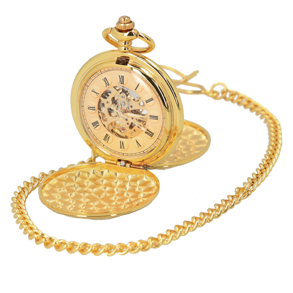 ☆ ゴールド 懐中時計 手巻き 通販 時計 アナログ時計 ナースウォッチ ポケットウォッチ 紳士 メンズ ローマ数字 機械式 キーホルダー 通拍卖