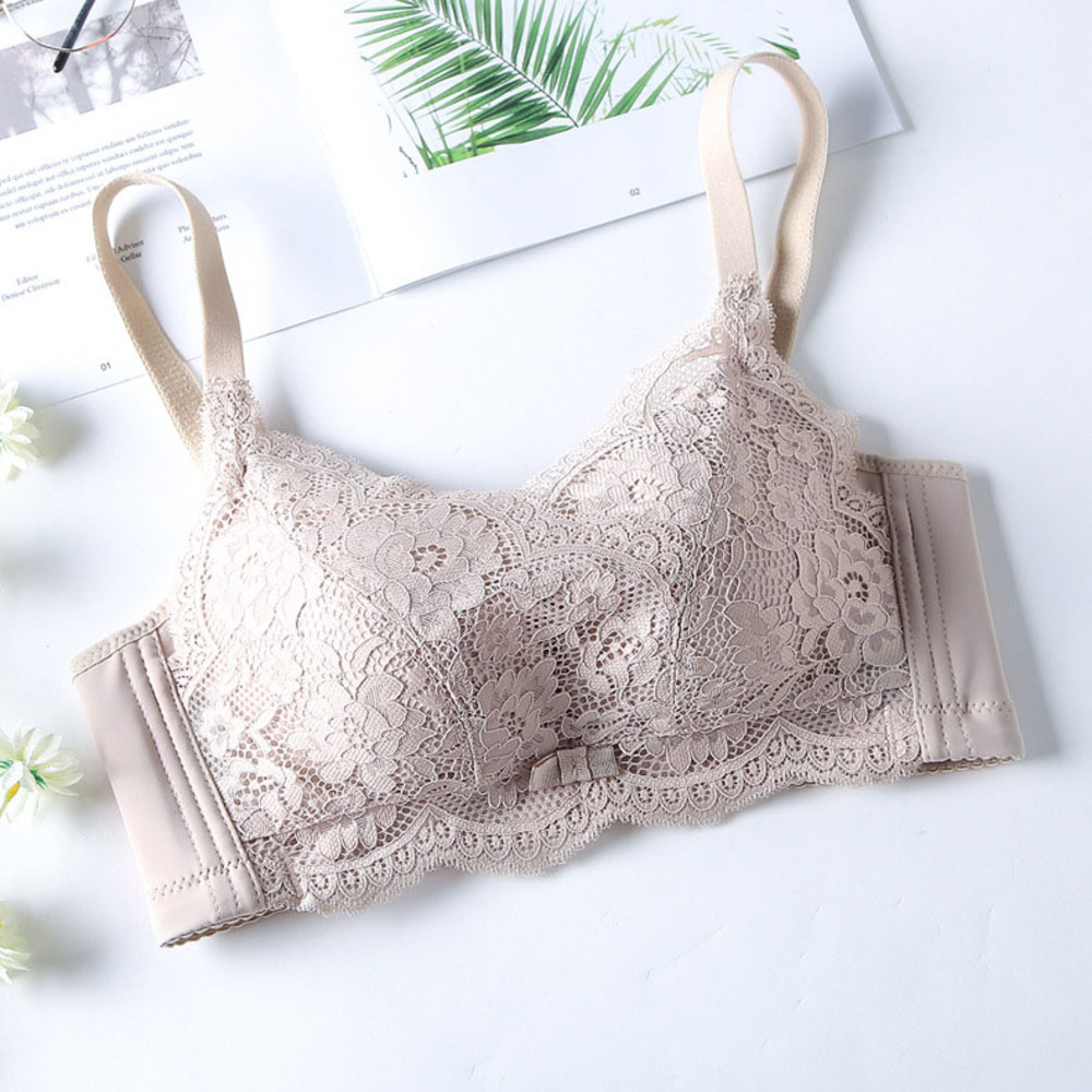 ☆ ベージュ ☆ 36/80AB ☆ ブラジャー pmybra1212 フルカップブラ ノンワイヤー レース ブラジャー ブラ ノンワイヤーブラ 盛れる拍卖