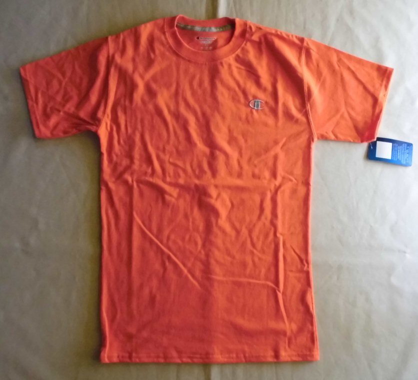Champion/チャンピオン USA企画 Sサイズ オレンジ ワンポイント刺繍拍卖