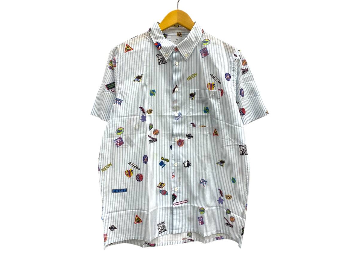 Paul Smith (ポールスミス) 半袖シャツ 総柄 ストライプ L ライトブルー メンズ/009拍卖