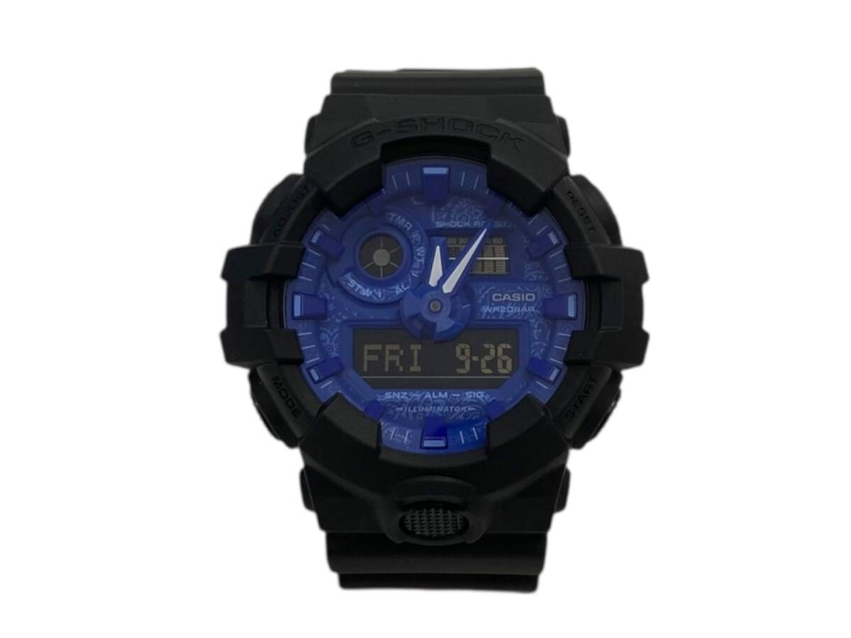 CASIO (カシオ) G-SHOCK Gショック デジアナ腕時計 クオーツ GA-700BP ブラック×ブルー メンズ/009拍卖