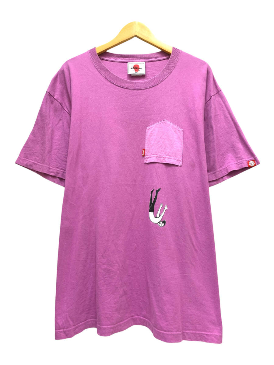 PUNK DRUNKERS (パンクドランカーズ) 落ちるあいつポケTEE 半袖Tシャツ コットン100% XXL ピンク メンズ/036拍卖