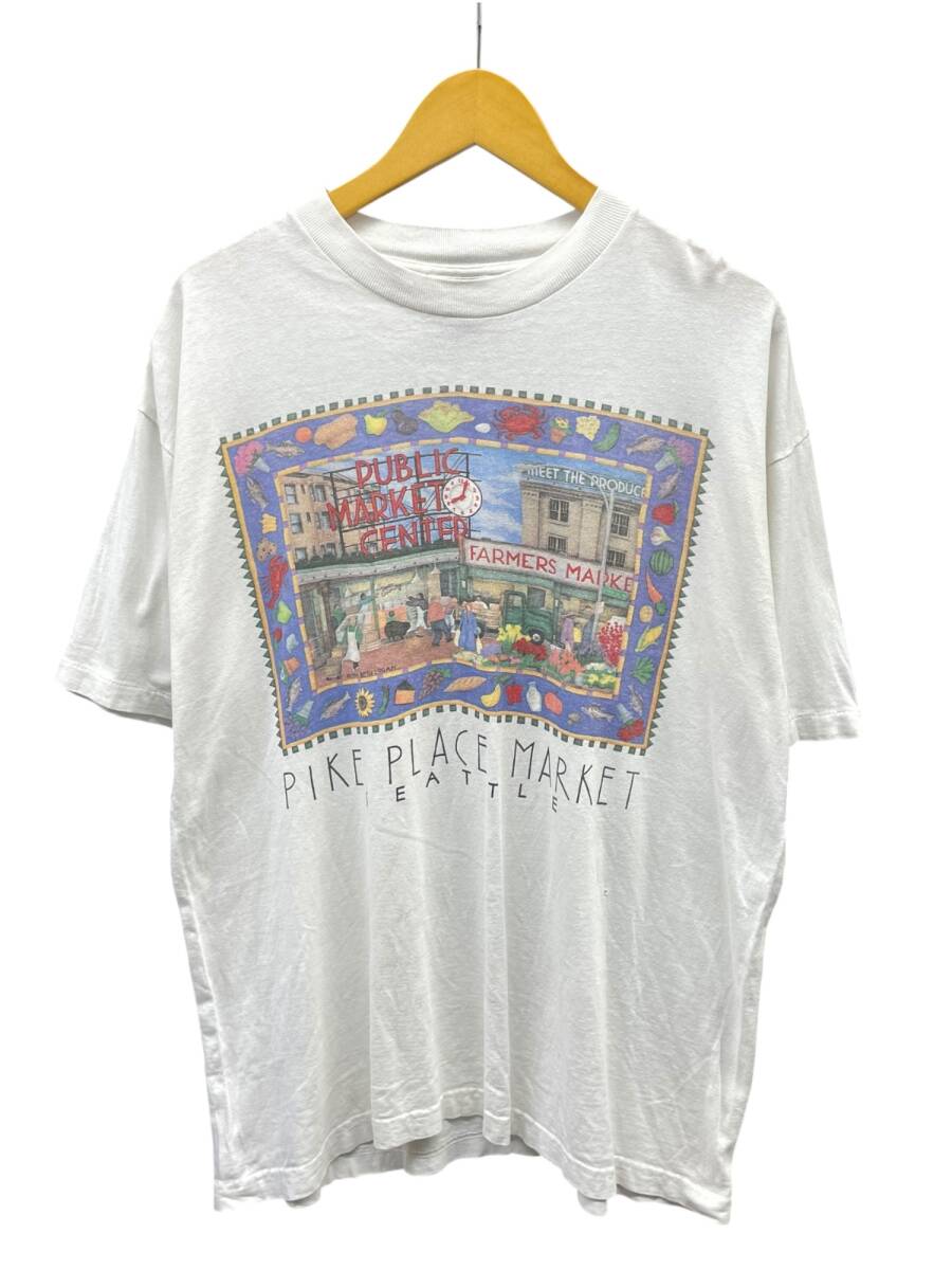 excel(エクセル) ヴィンテージ 半袖 プリント Tシャツ PIKE PLACE MARKET USA製 L ホワイト メンズ/025拍卖