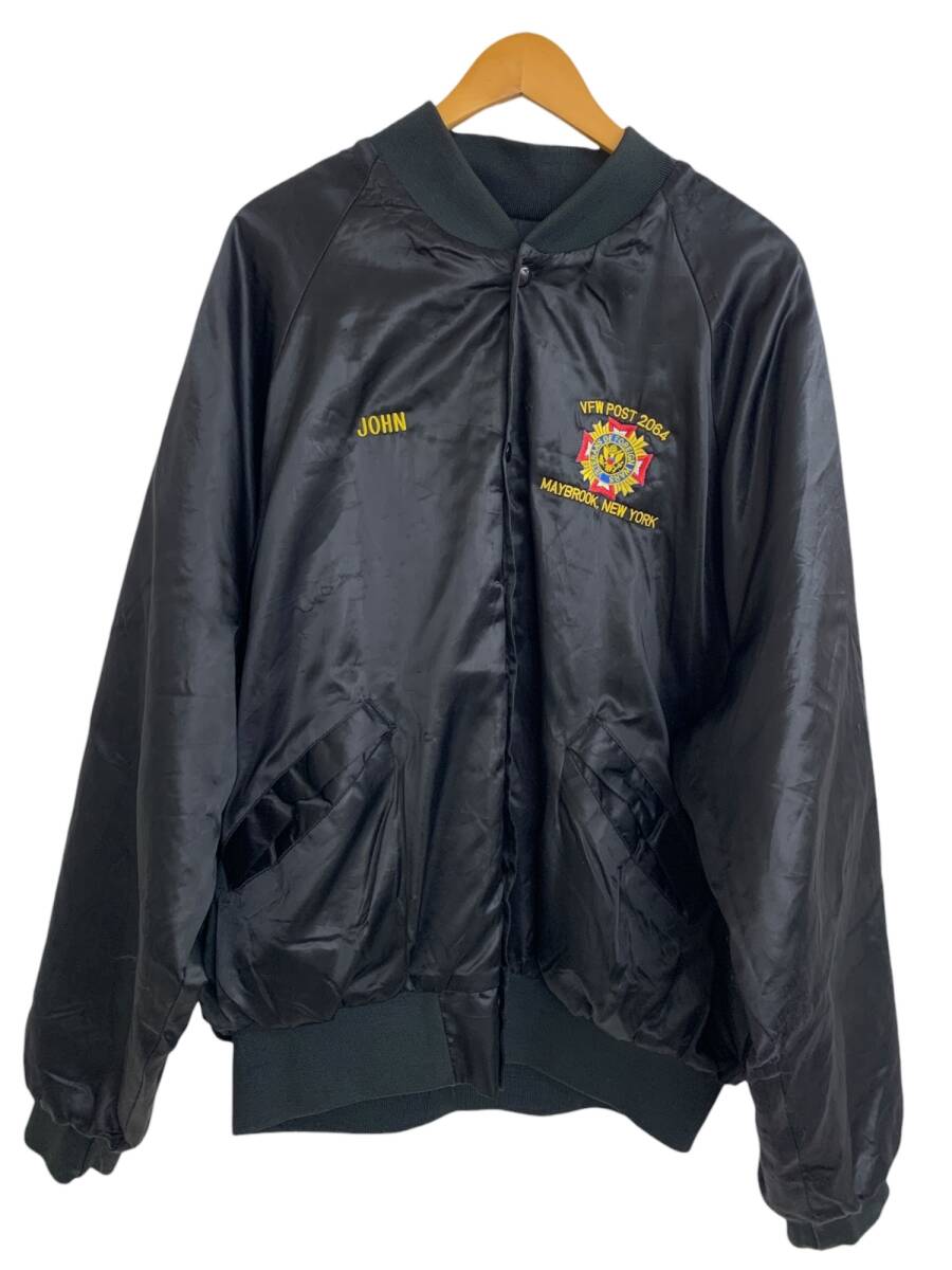 King Louie (キングルイ) 90s USA製 古着 中綿 ナイロンスタジャン 裏キルティング 刺繍入り XL ブラック メンズ/004拍卖