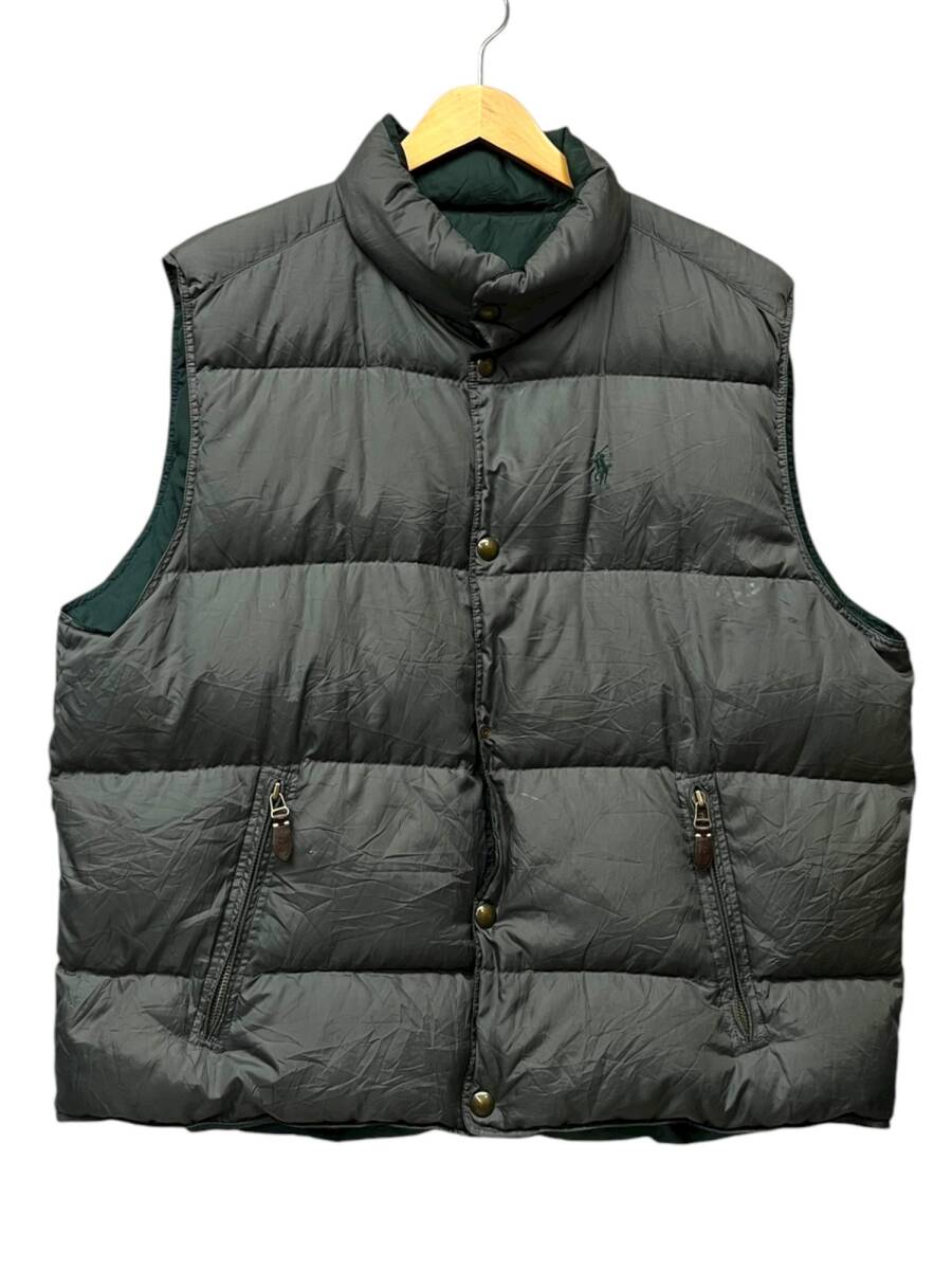 POLORALPH LAUREN (ポロラルフローレン) ダウンベスト リバーシブル XXL グリーン×グレー メンズ/199拍卖