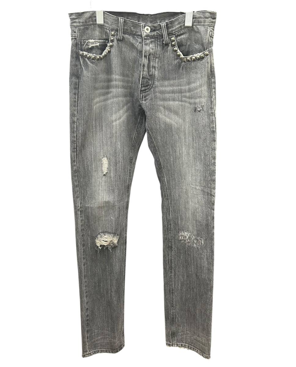 RUPERT EDGE (ルパートエッジ) ダメージデニム スタッズ デニムパンツ ボタンフライ ボトム G0851FP L ブラック メンズ/027拍卖