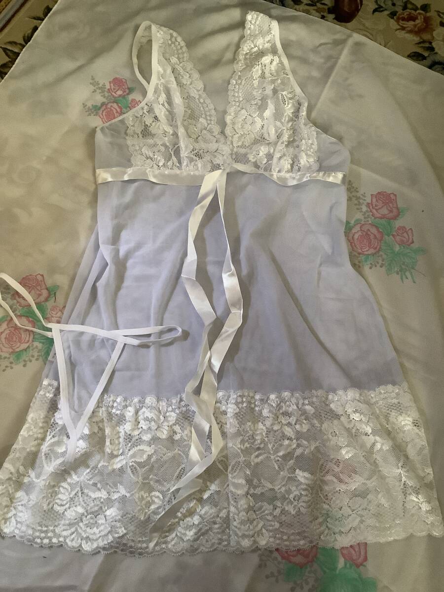 白色系 レース リボン付き スリップ Tショーツ ☆新品☆ サイズS ①拍卖