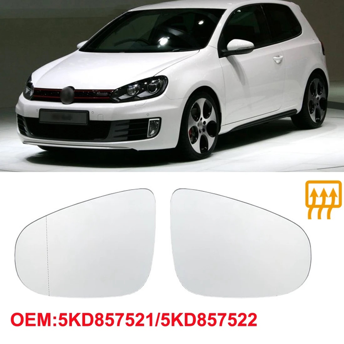【新品】 即納 VW ゴルフ6・ゴルフトゥーラン用 右ドアミラー ガラスレンズ 電動ヒーター機能付 シルバー拍卖