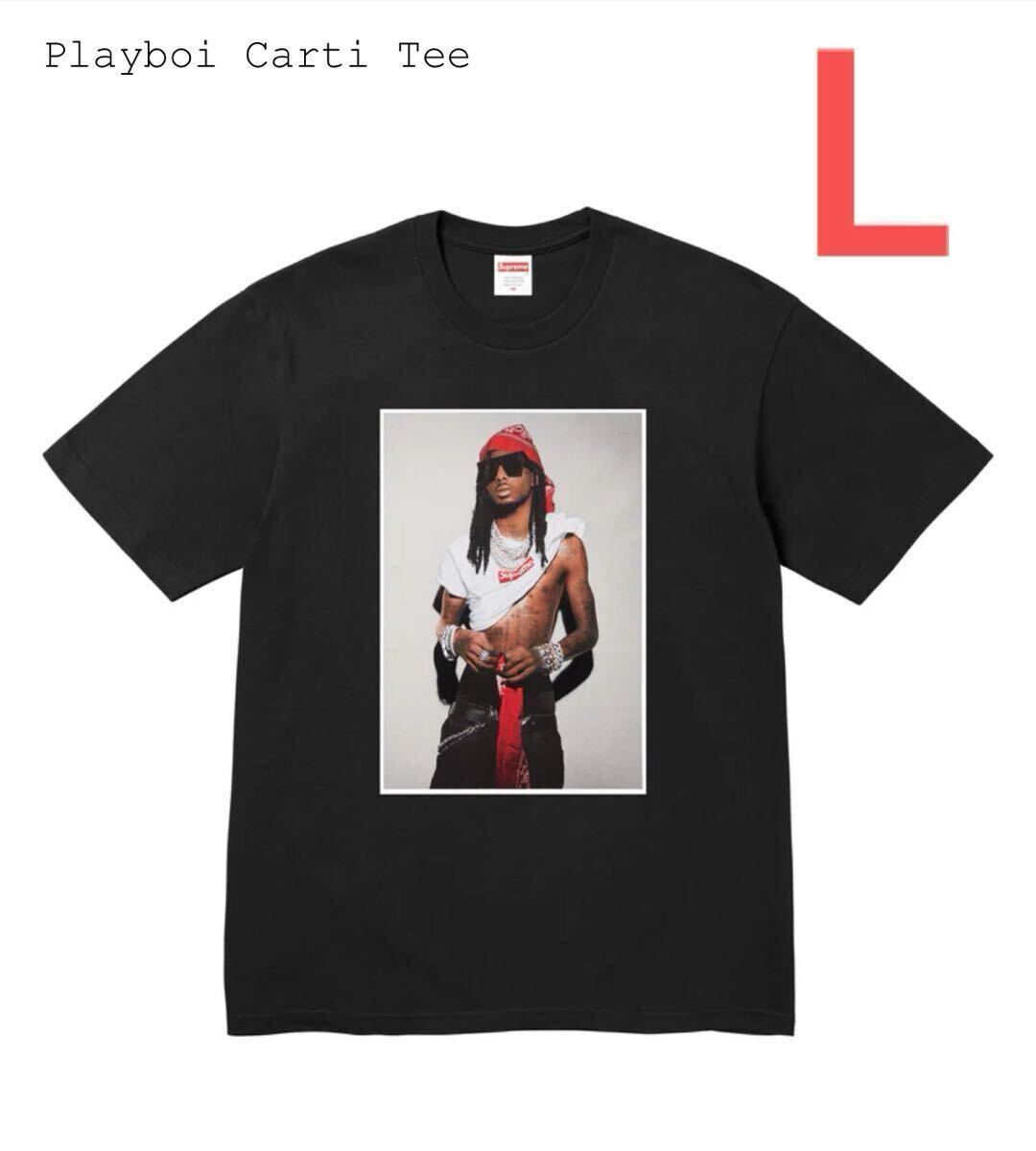 【新品】Supreme Playboi Carti Tee シュプリーム プレイボーイ カーティ Tシャツ ブラック L ボックスロゴ ステッカー拍卖