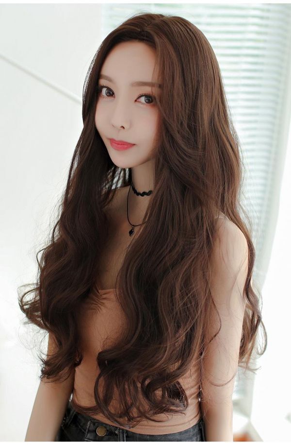 ゆるふわ カール フルウィッグ ダークブラウン 大人可愛い wig ウィッグ 巻き髪 ロング カール ふんわり 自然 耐熱 医療用 ネット付き拍卖