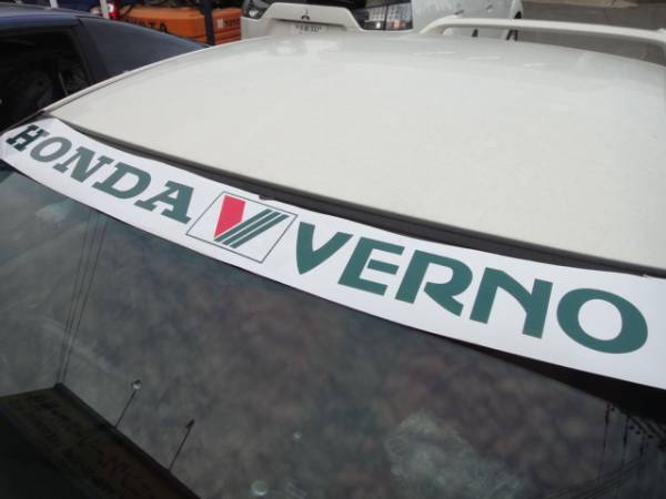 レースに 復刻本物 HONDA VERNO!ホンダベルノ!フロントウィンドステッカーハチマキ 白/緑 VERNO 格好いい!店頭在庫 処分セール!数限定!拍卖