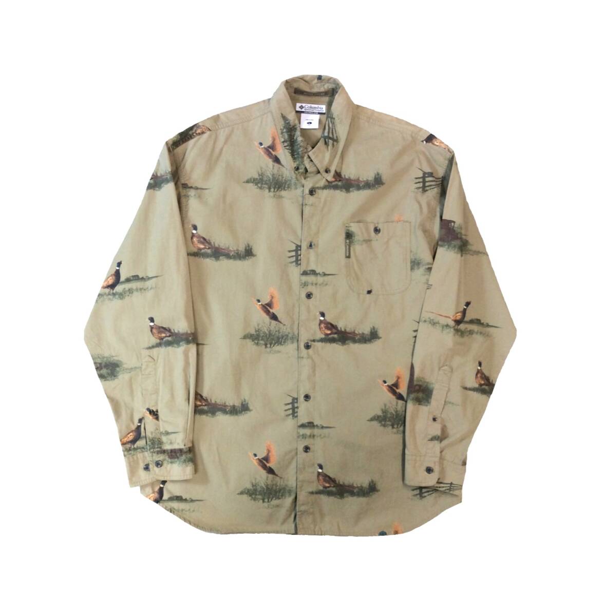 COLUMBIA コロンビア RIVER LODGE 長袖 シャツ ハンティング 鴨 柄 ボタンダウン ベージュ系 メンズ L拍卖