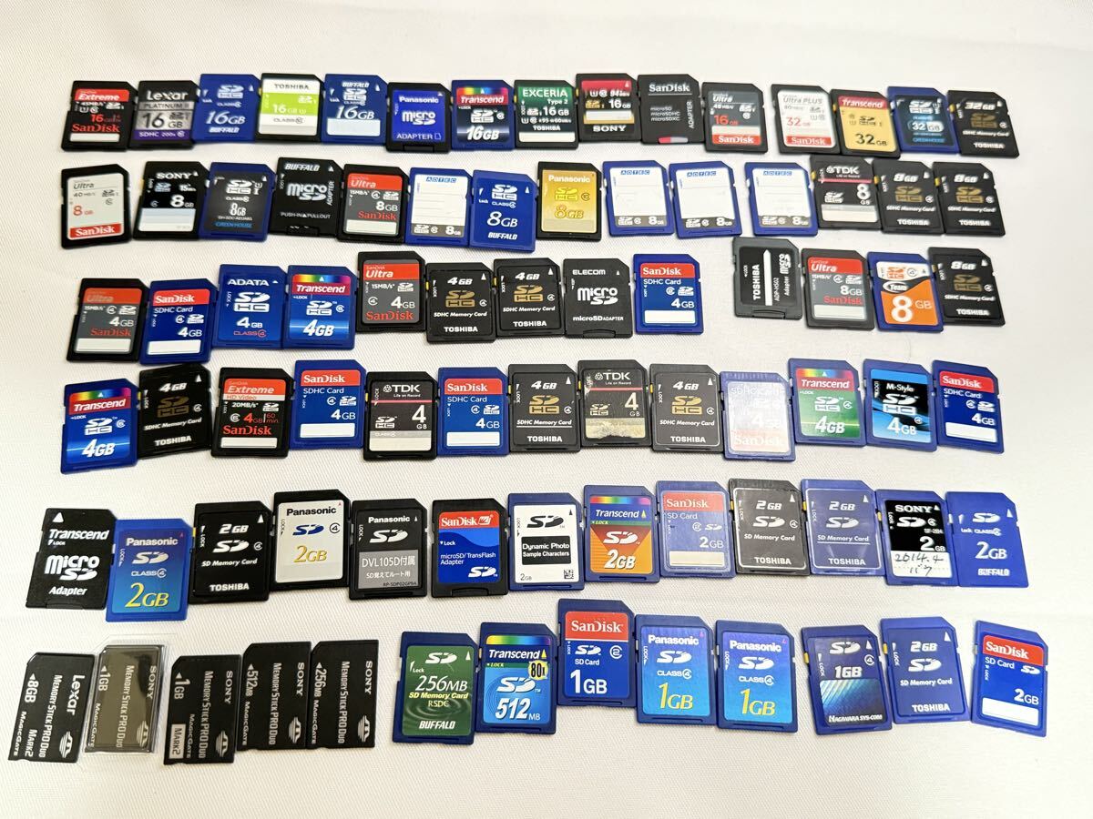 全81個 SDカード メモリーカード SanDisk SDHCカード などTOSHIBA Panasonic BUFFALO SONY Memory Stick拍卖