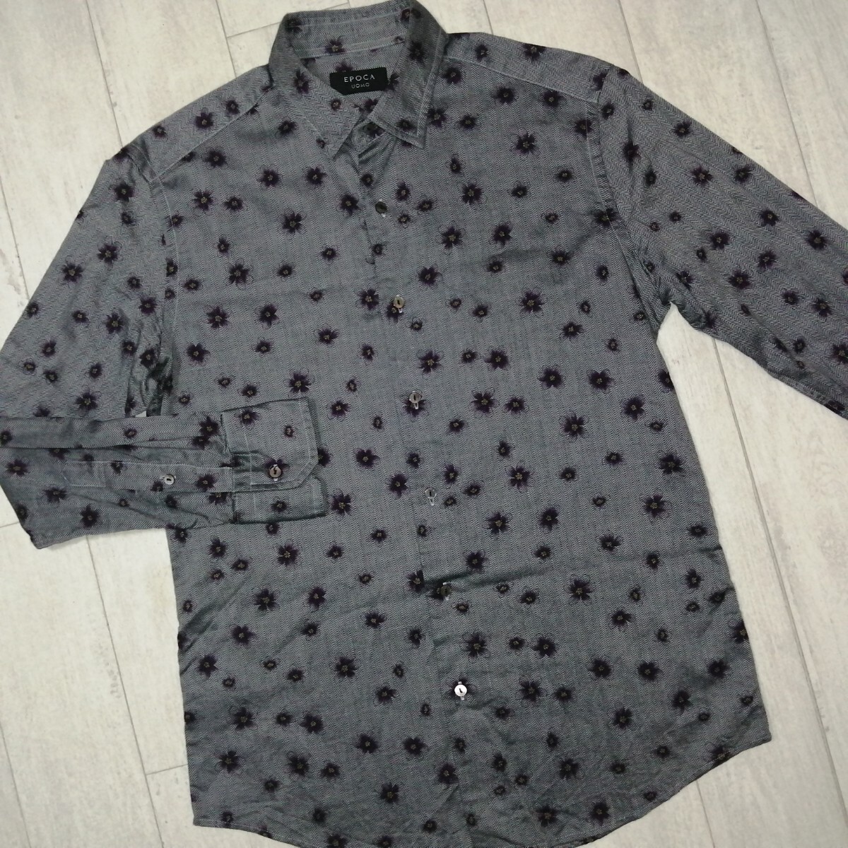 高級/美品/EPOCA UOMO/エポカウォモ/シャツ/総柄/花柄/ドレスシャツ/トップス/メンズ/長袖拍卖