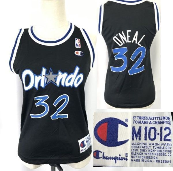 90s/USA製/Vintage★champion★NBA/オーランドマジック/32/レプリカユニフォーム/タンクトップ【size-M・10-12/黒】Tops/Shirts◆pBH630拍卖