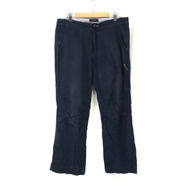 レイジブルー/RAGEBLUE★レーヨン&麻/リネンパンツ【メンズL/股下75cm/紺/navy】Pants/Trouser◆BH545拍卖