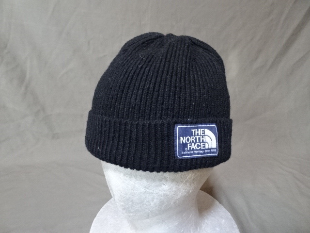 激レア USA購入 人気アウトドア系ブランド ノースフェイス【THE NORTH FACE】 ロゴマーク付 ニットキャップ ブラック 中古品拍卖