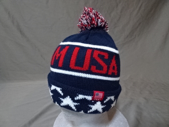 激レア USA購入 アメリカ オリンピック チーム【UNITED STATE OLYMPIC TEAM】【TEAM APPAREL】【TEAM USA】ロゴ刺繍 ニットCAP 中古良品拍卖