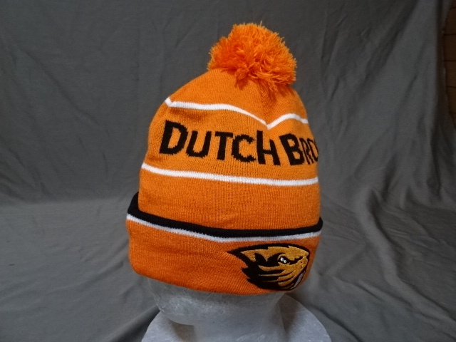 激レア USA購入USカレッジ【OREGON ST BEAVERS】x アメリカ企業モノ コーヒーショップ【Dutch Bros. Coffee】ロゴ刺繍入ニットCAP中古良品拍卖