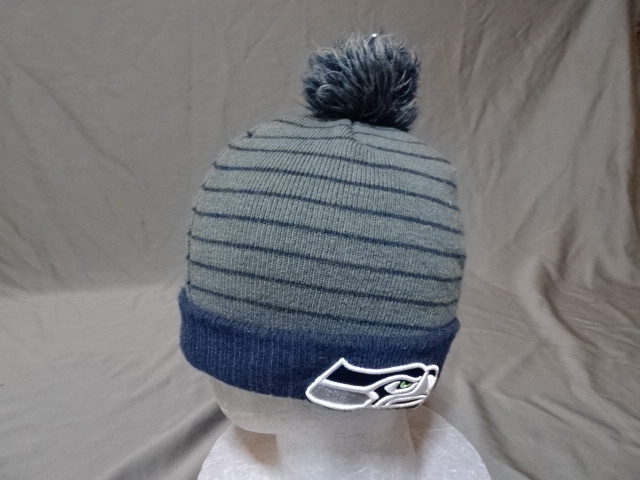 激レア USA購入 ニューエラ【NEW ERA】社製 NFLアメフト シアトル シーホークス【Seattle Seahawks】 ロゴ刺繍入り ニットキャップ 中古品拍卖