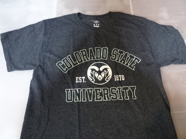 激レア USA購入 チャンピオン【Champion】製 USカレッジ コロラド州立大学【COLORADO STATE】ロゴプリントTシャツUS M 中古品拍卖