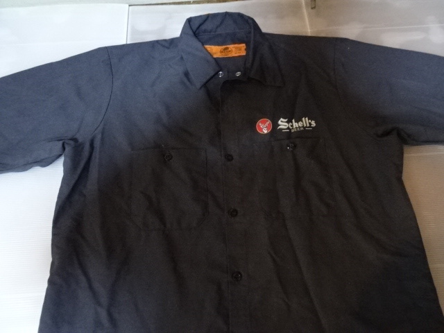 激レア USA購入【RED KAP】製 アメリカ企業モノ ミネソタ州 地ビール会社【Schell’s BEER】ロゴバックプリン半袖シャツUS M 中古良品拍卖