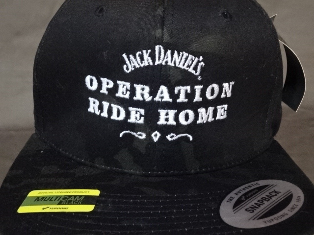 激レア USA購入 アメリカ企業モノ 【Jack Daniel’s】アメリカ軍人休暇支援【OPERATION RIDE HOME】ロゴ刺繍入りカモフラ柄キャップ 未使用拍卖