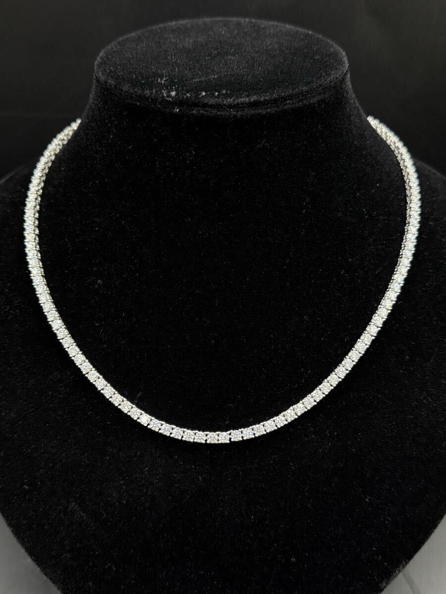 【国内最安値】Silver 925 モアサナイト テニスチェーン ネックレス 4mm ダイヤモンド シルバー Tennis Chain Moissanite avarit avalanche拍卖