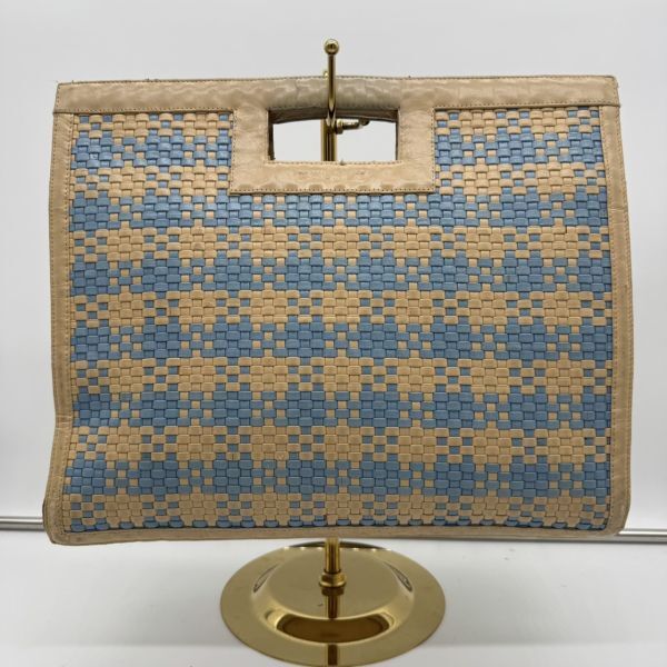 【ヴィンテージ】■BRUNO MAGLI ブルーノマリ■ バッグ ハンドバッグ トートバッグ ショルダーバッグ ベージュ系 編み込み拍卖