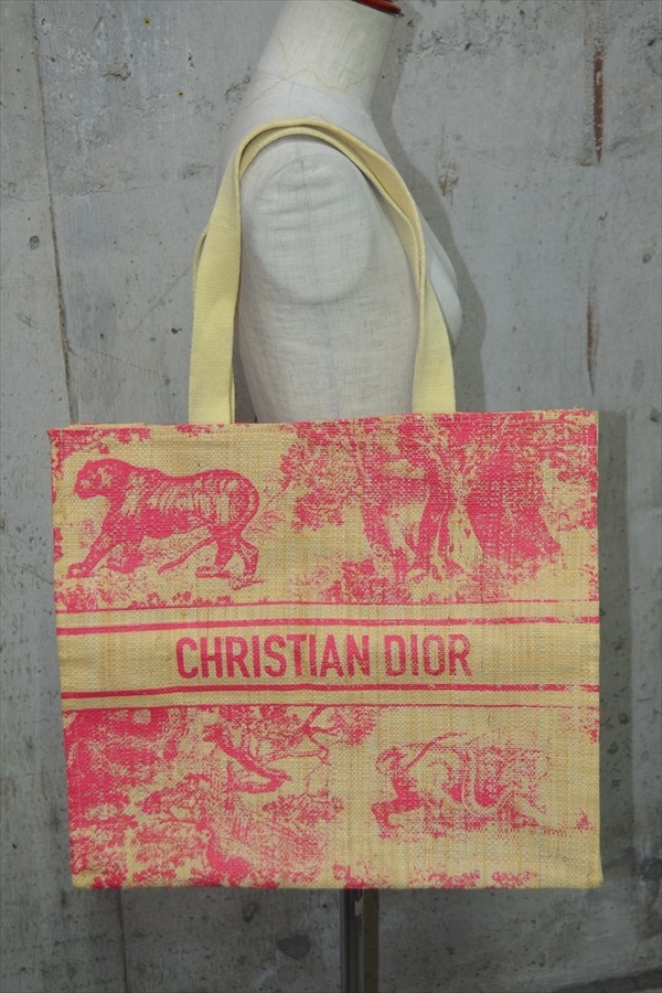 クリスチャン ディオール Christian Dior DIORIVIERA トワルドゥジュイディオール ストロー トート バッグ ノベルティ 鞄 D8965拍卖