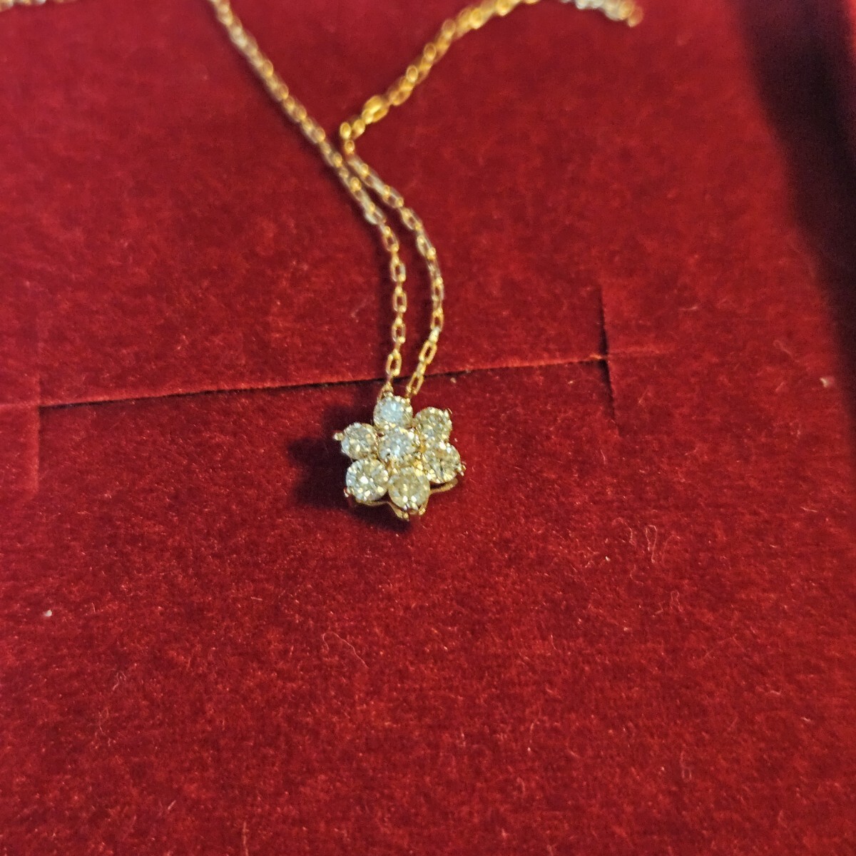未使用 k18pg 18金 k18 ピンクゴールド ネックレス ダイヤモンド 0.2ct 花モチーフ フラワー拍卖