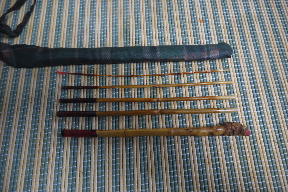 ★【HD21229】和竹 タナゴ竿 エビ 小物 5本継 77cm/ 9.48g ハンドメイド拍卖