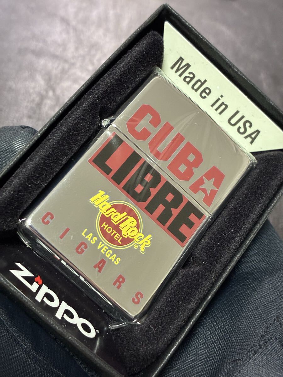 zippo Hard Rock HOTEL LAS VEGAS CUBA LIBRE CIGARS シルバー 希少モデル ヴィンテージ 1999年製 ハードロックカフェ ケース 保証書付き拍卖