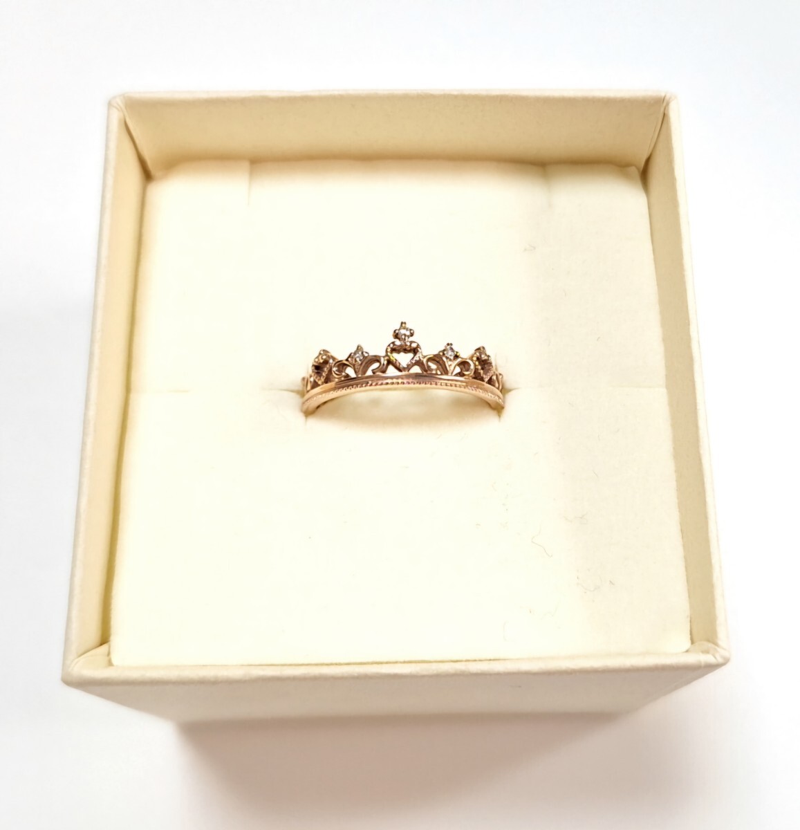 K10 PG ピンクゴールド ダイヤモンド ハートクラウンリング 11号 指輪拍卖