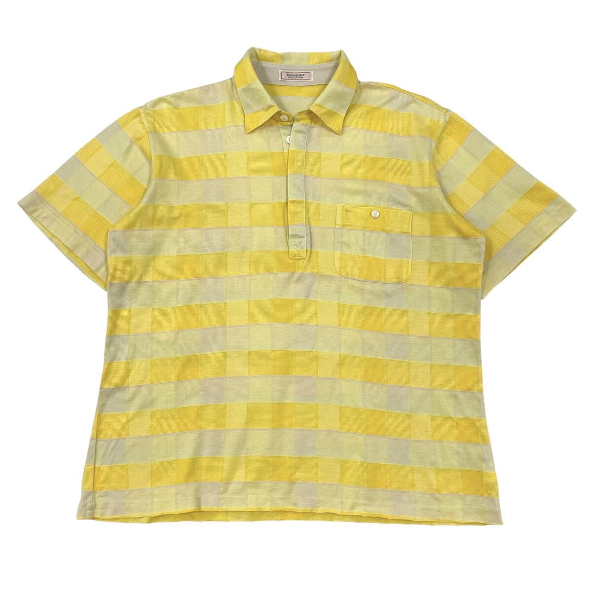 YVES SAINT LAURENT(イヴサンローラン)半袖ポロシャツ 刺繍ロゴ メンズL イエロー系拍卖