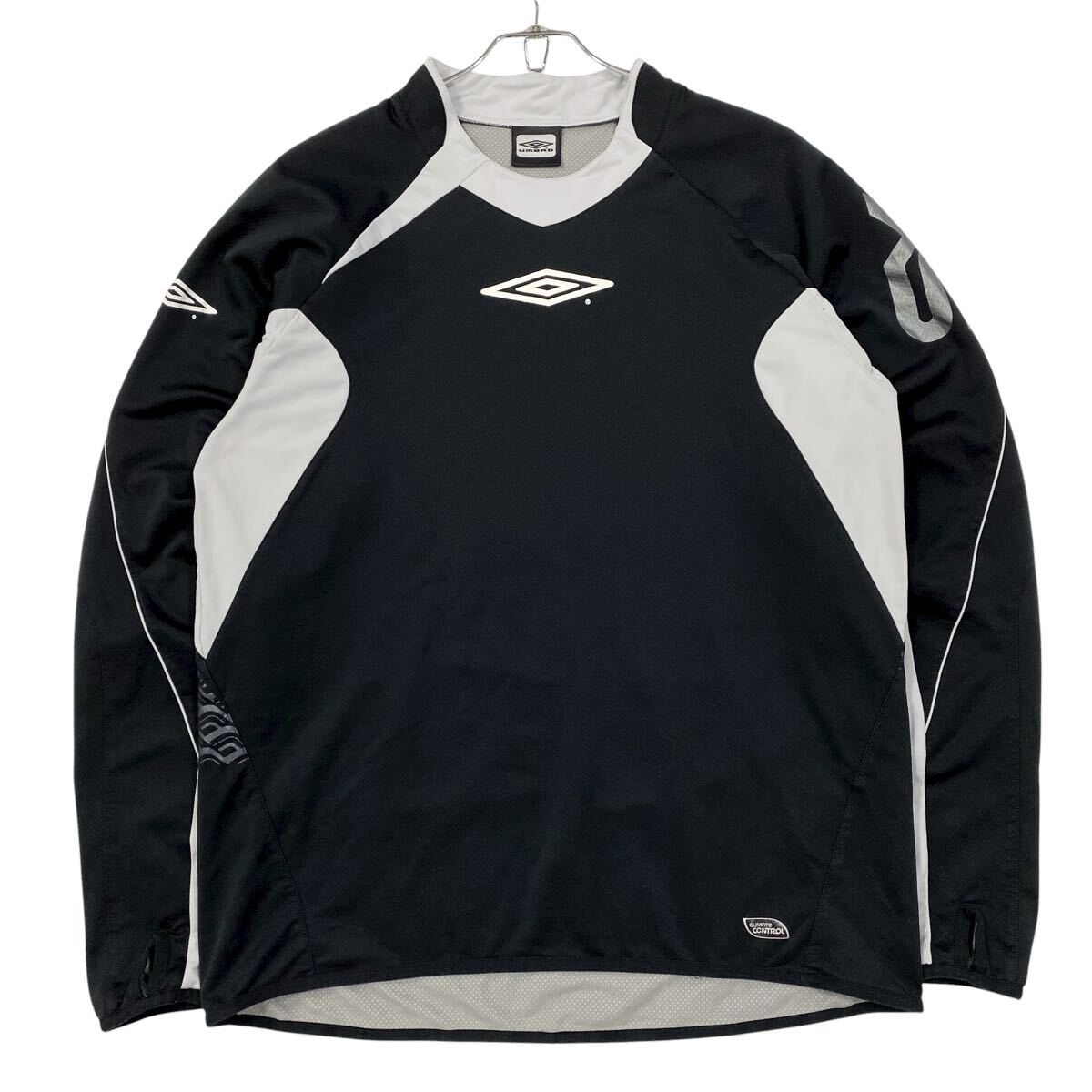 UMBRO(アンブロ)長袖ピステ ナイロンプルオーバー プリントロゴ メンズO-XO ブラック/グレー系拍卖